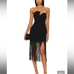 Amanda Uprichard puzzle strapless dress with fringe Small